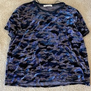 Free People Camo shirt with velvet accents